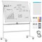 48"x36" Adjustable Height Double-Sided Whiteboard with Flipchart Pad and Wheels